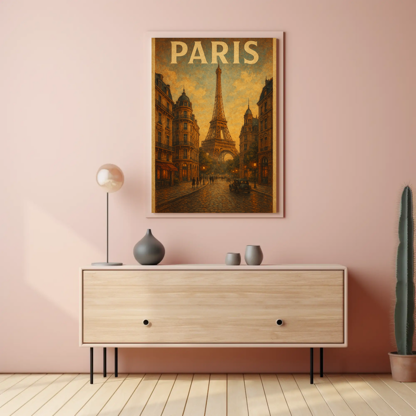 Paris Eiffel Tower Evening Travel Poster