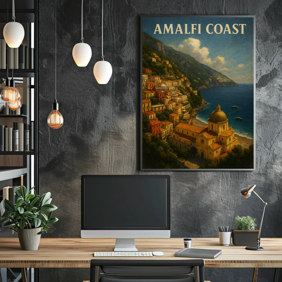 Amalfi Coast Poster Wall Art Decor 18x24 Coastal Scene
