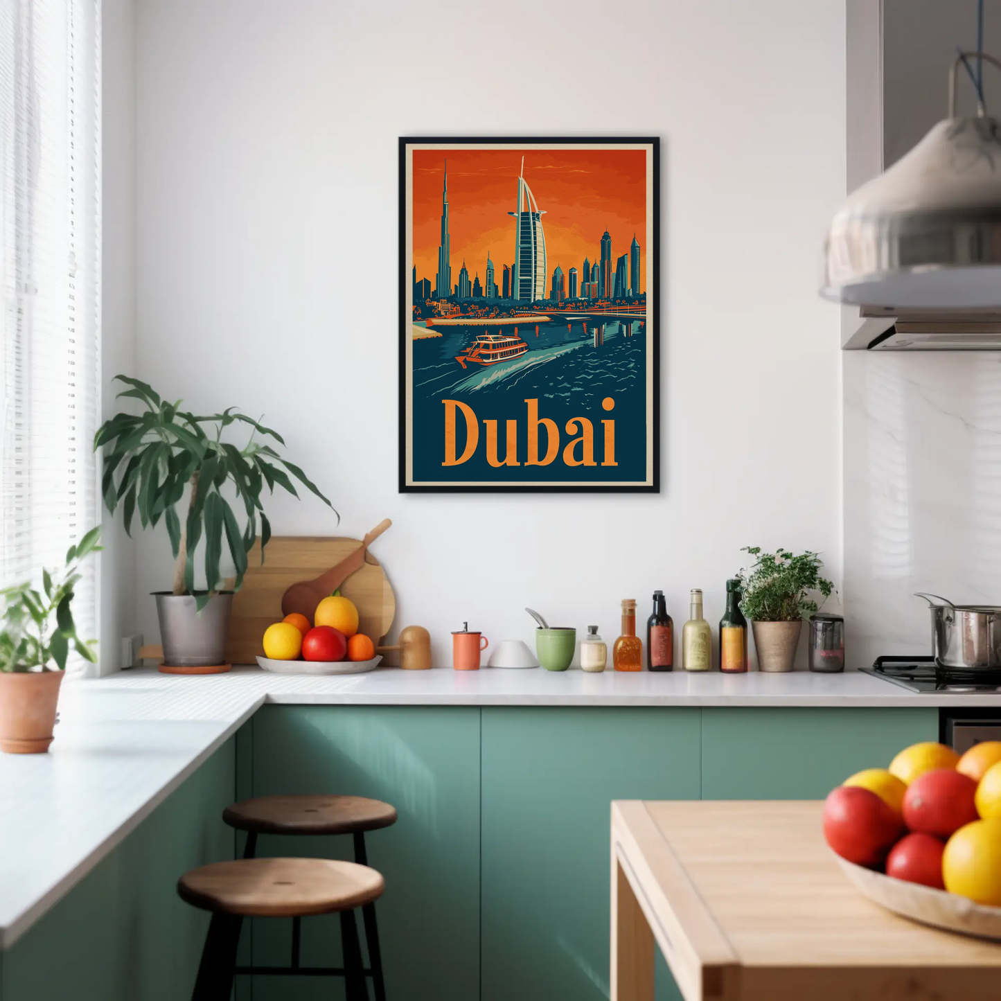 Dubai Cityscape Vintage Poster