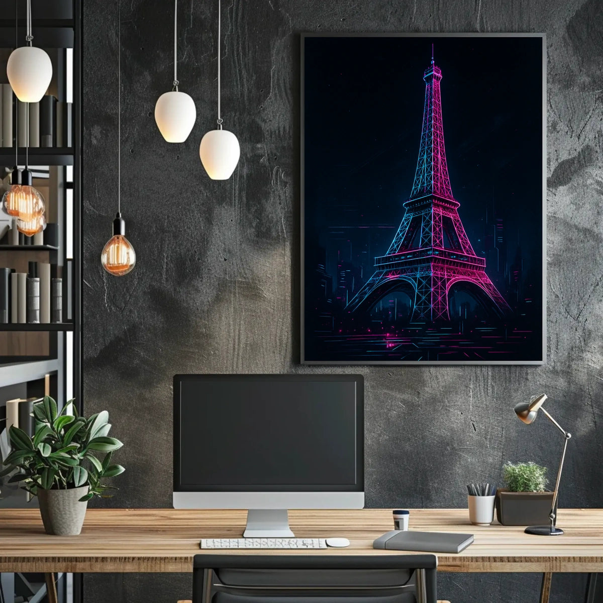 Neon Eiffel Tower Poster