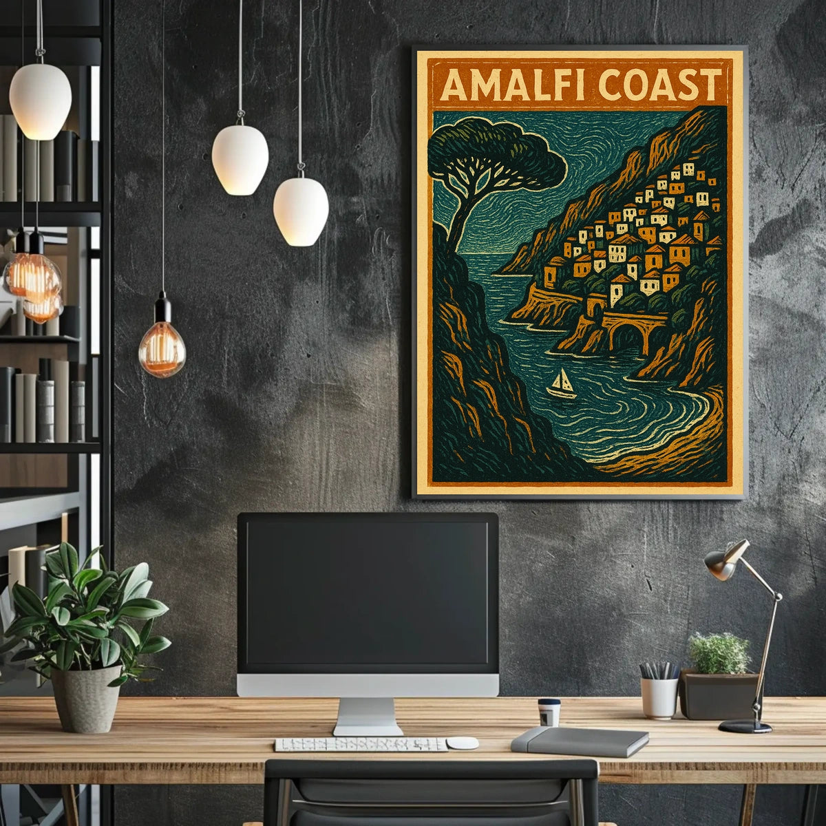 Amalfi Coast Travel Poster Wall Art Coastal Decor 18x24