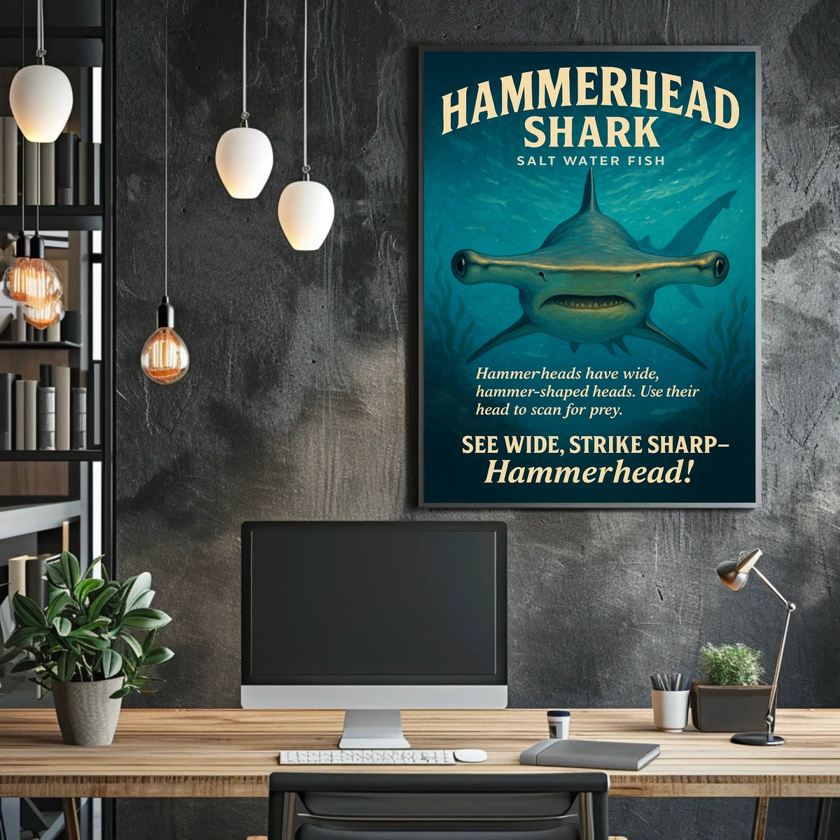 Hammerhead Shark Saltwater Predator Poster
