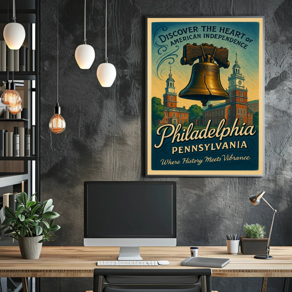 Philadelphia Independence Vintage Poster: Liberty Bell Art