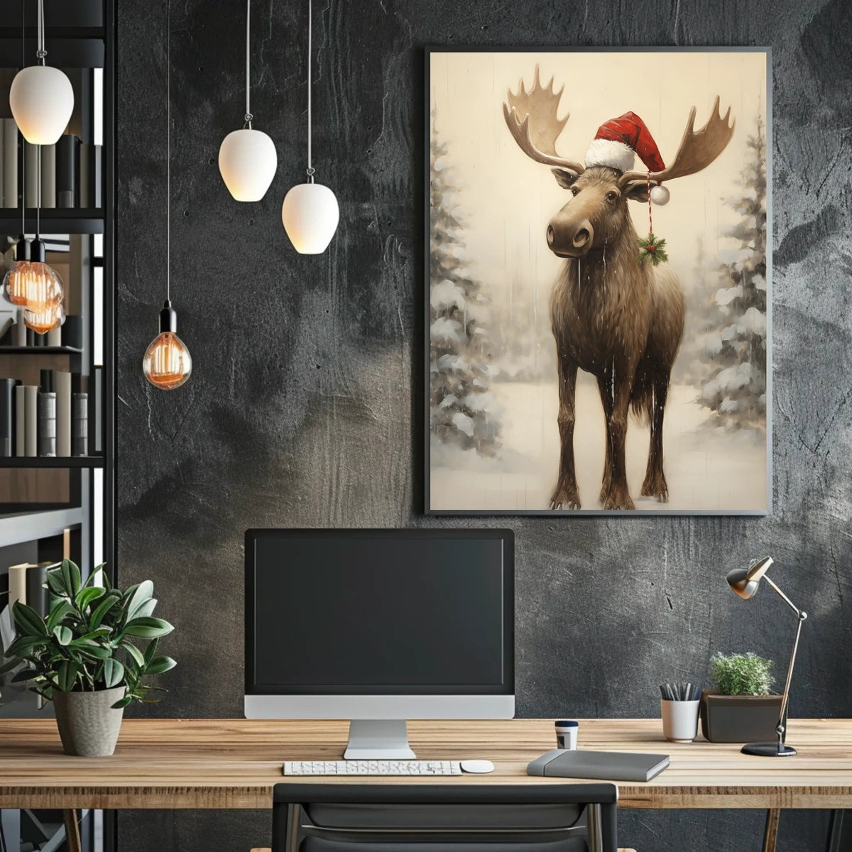 Festive Moose In Winter Wonderland Poster