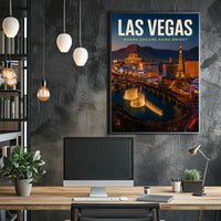 Las Vegas Poster Dreams Shine Bright Skyline Travel Decor