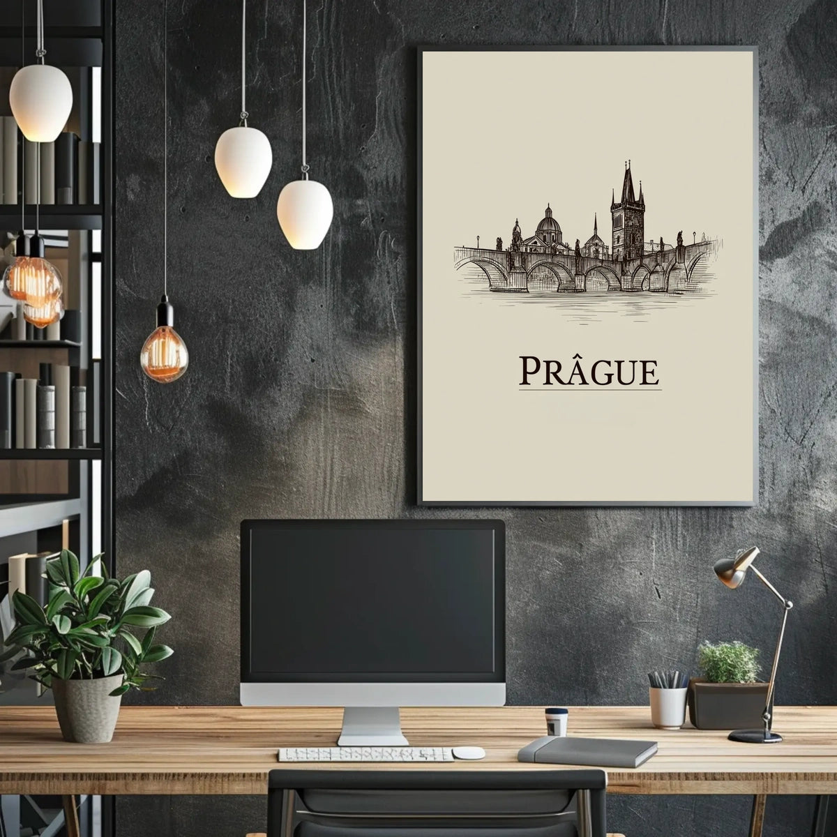 Prague Skyline Illustration Poster