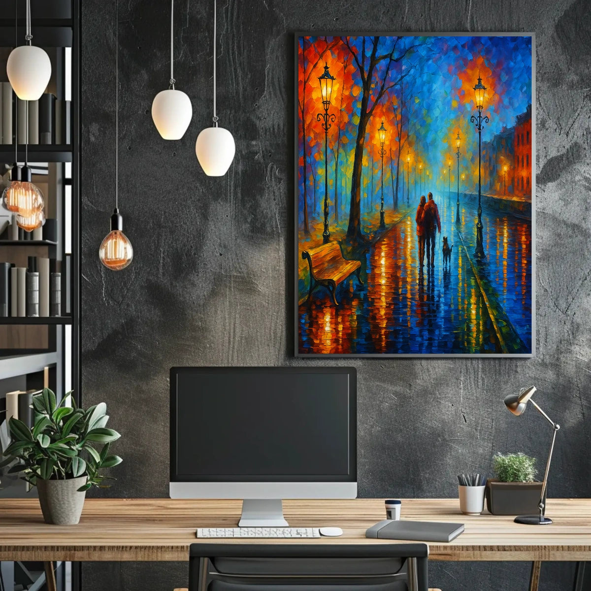 Evening Stroll in a Vibrant Cityscape Poster