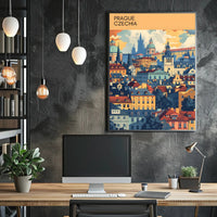 Prague Cityscape Architectural Art Travel Poster