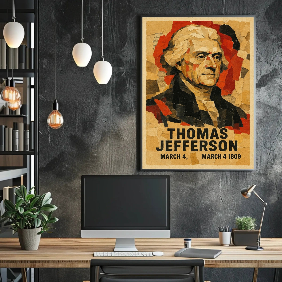 Thomas Jefferson 3rd President of the United States Layered paper Collage Poster