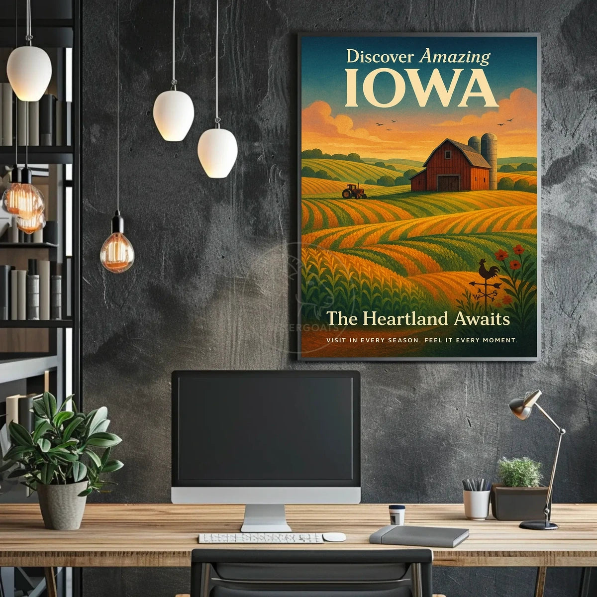 Iowa Heartland Vintage Travel Poster