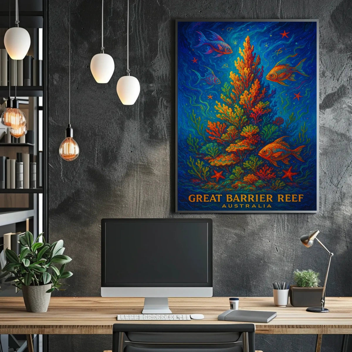 Great Barrier Reef Vintage Art Poster Print