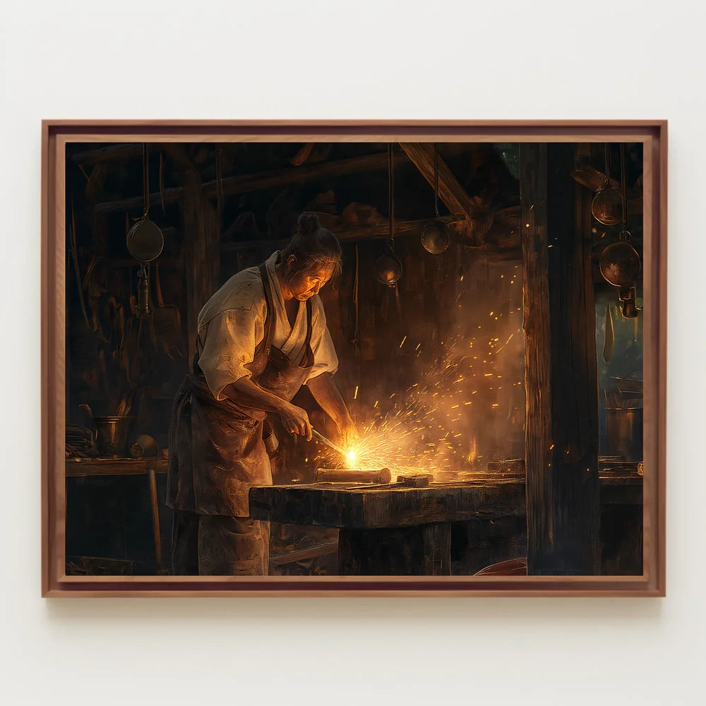 Blacksmith Craftsmanship in Historical Forge Art Poster