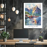 Lofoten Islands Watercolor Travel Poster PosterGoat