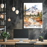 Lassen Volcanic Watercolor Wall Art Poster