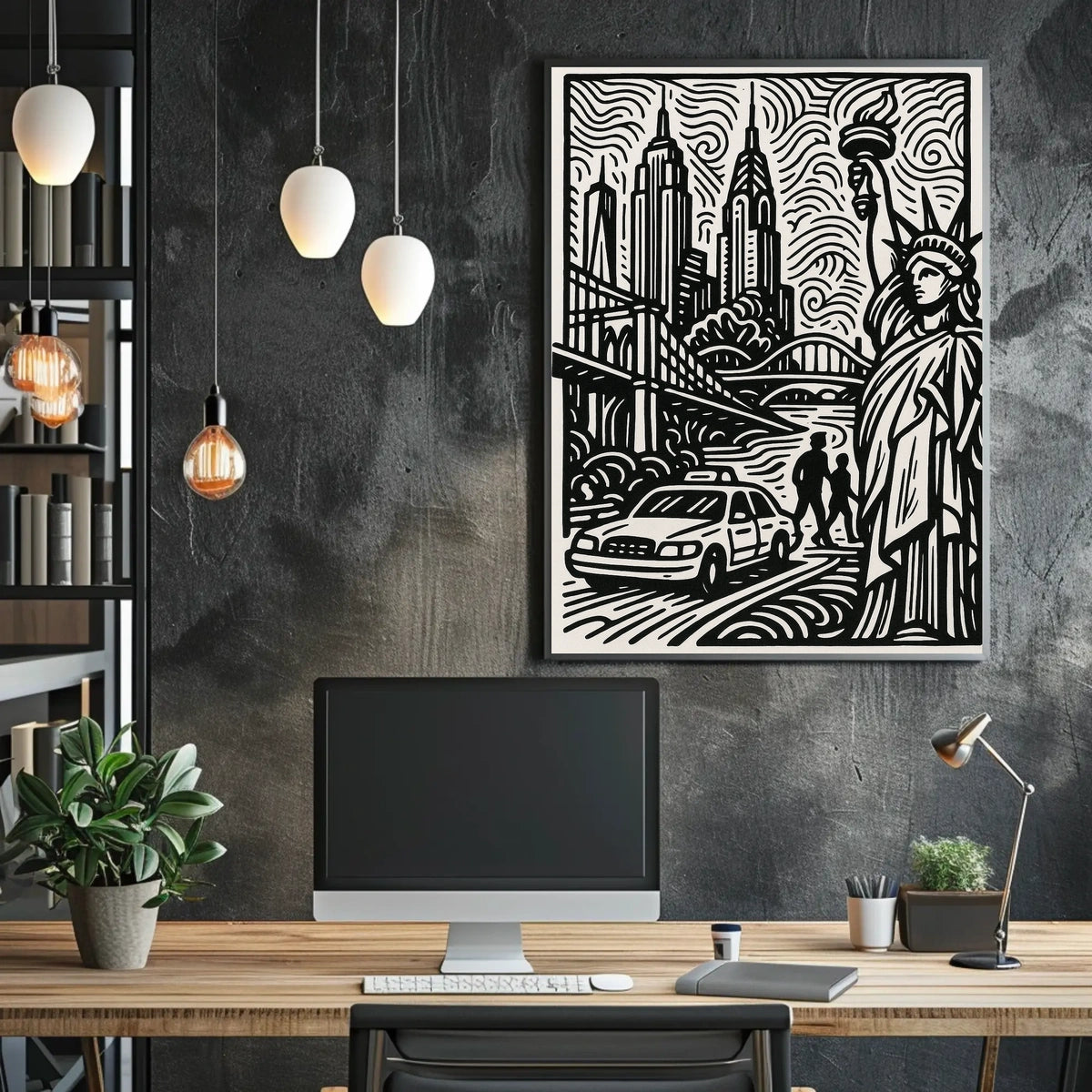 New York City Poster Minimalist Skyline Wall Art Home Decor