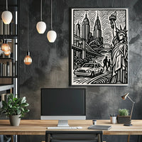 New York City Poster Minimalist Skyline Wall Art Home Decor