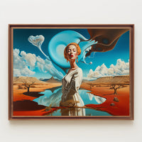 Surreal Desert Landscape with Dreamlike Elements - Artistic Poster