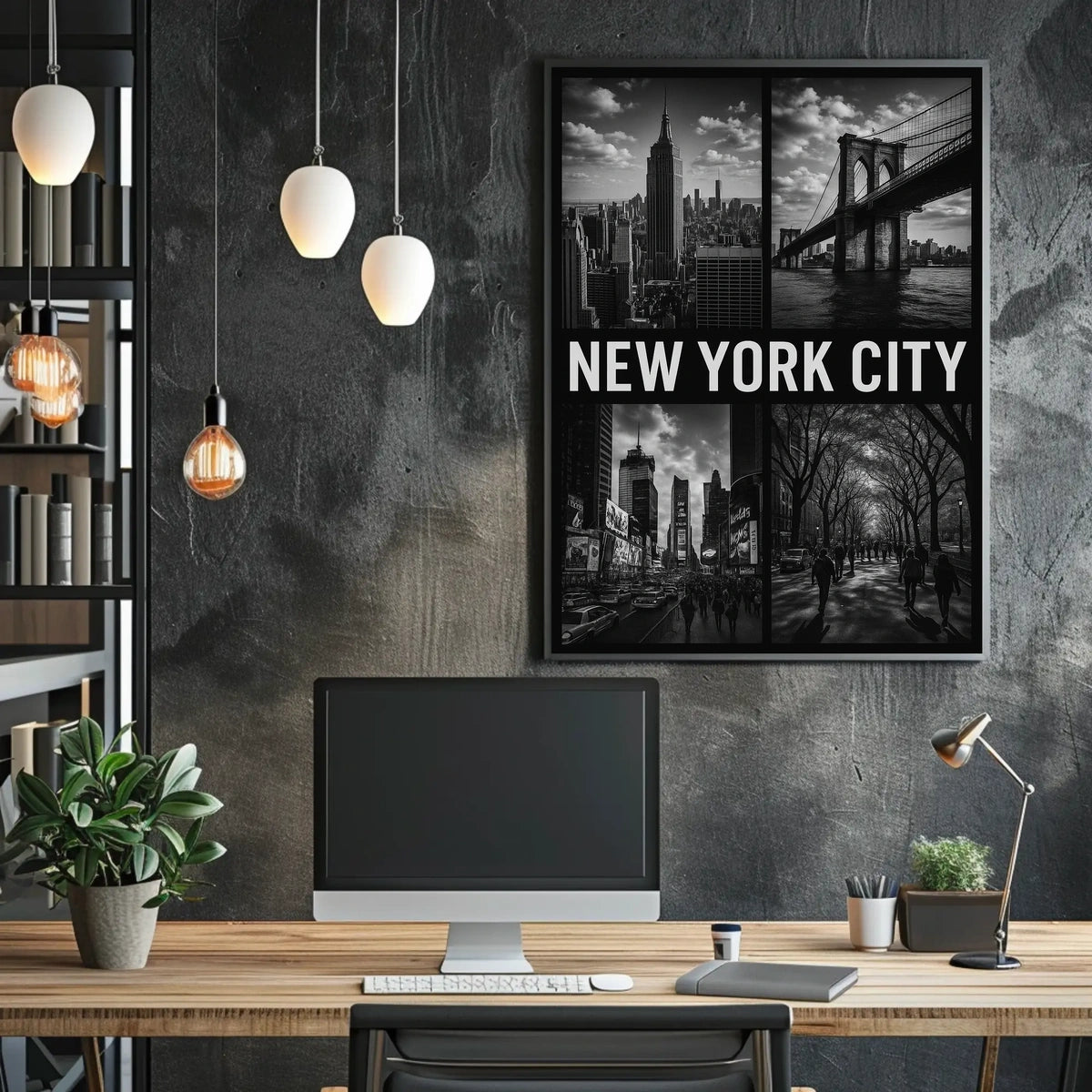 New York City Architecture Poster Vintage Wall Art