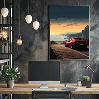 Sunset Drive Along the Coast Poster PosterGoat