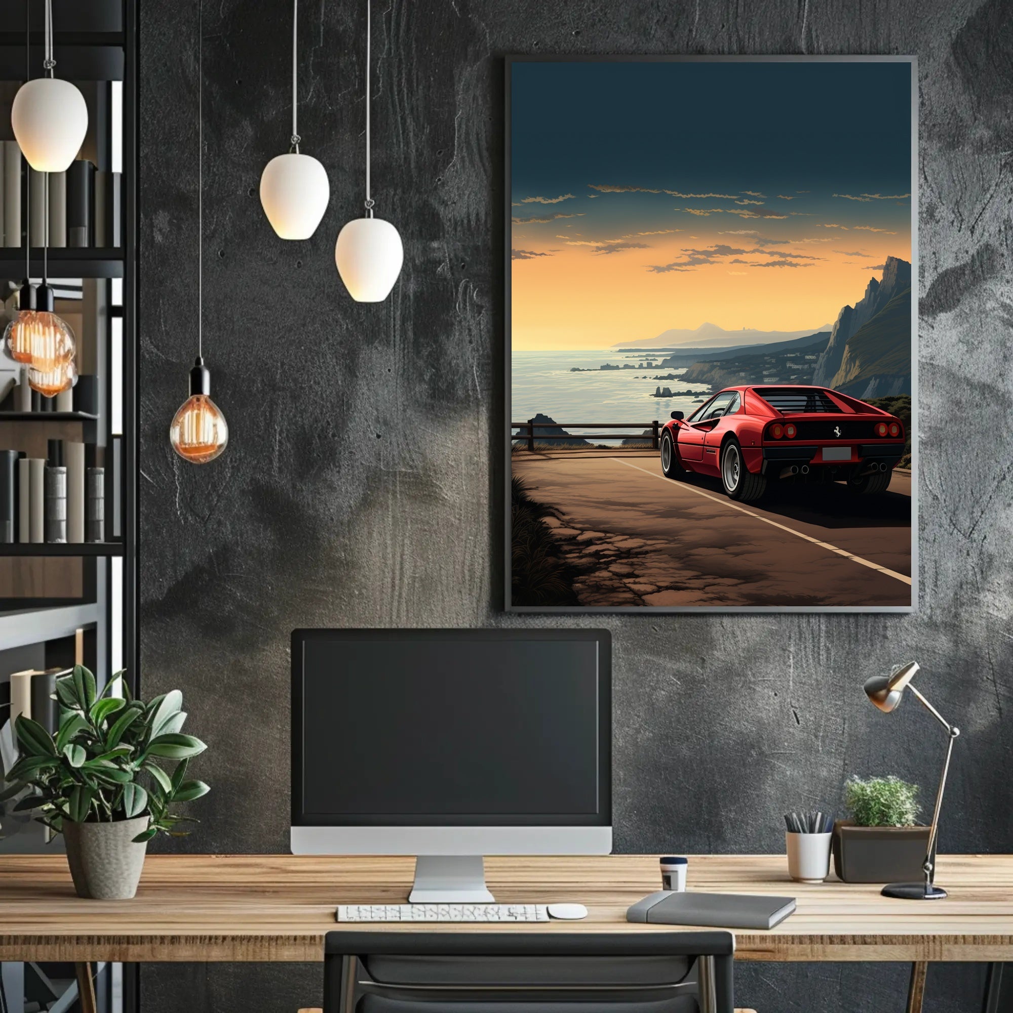 Sunset Drive Along the Coast Poster PosterGoat