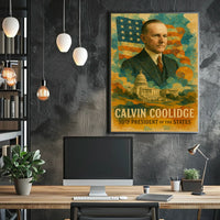 Calvin Coolidge 30th President of the United States Layered Digital Collage Poster