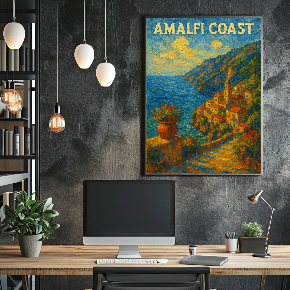 Amalfi Coast Poster Art for Coastal Wall Decor 18x24