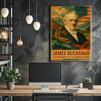 James Buchanan 15th President of the United States Layered Digital Collage Poster