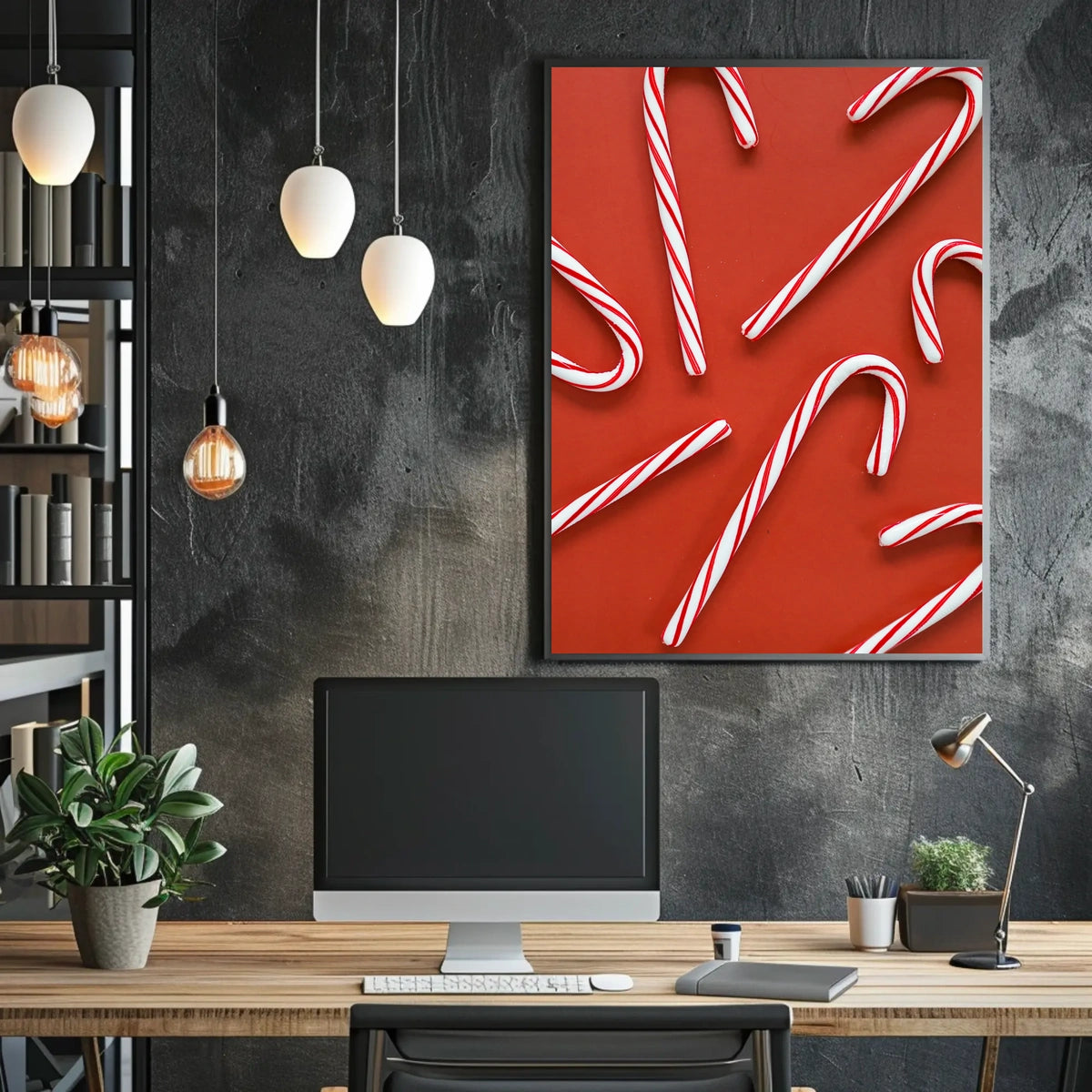 Festive Candy Cane Cheerful Holiday Abstract Artistic Poster