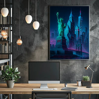 New York City Poster Modern Neon Urban Skyline Wall Art