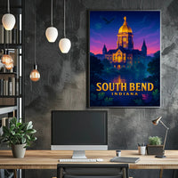 Illuminated Landmark in South Bend Poster
