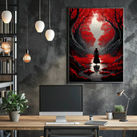 Enchanted Red Forest Poster
