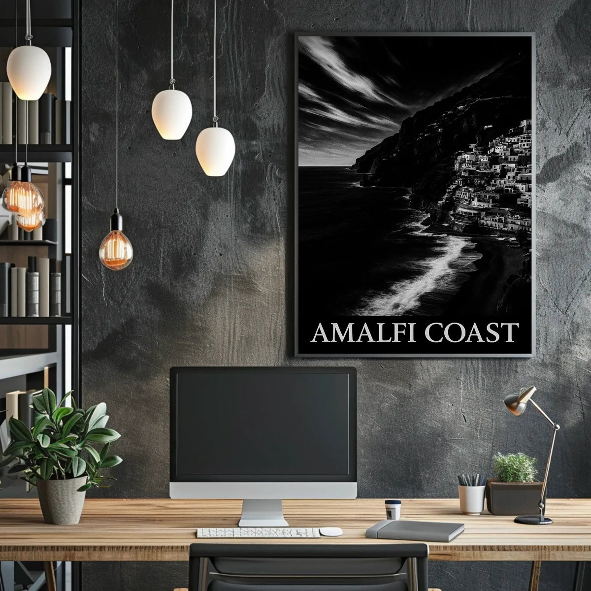 Amalfi Coast Poster Scenic Sunset Seascape Wall Art