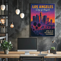 Los Angeles Skyline Vintage Illustration Urban or Cityscape Poster