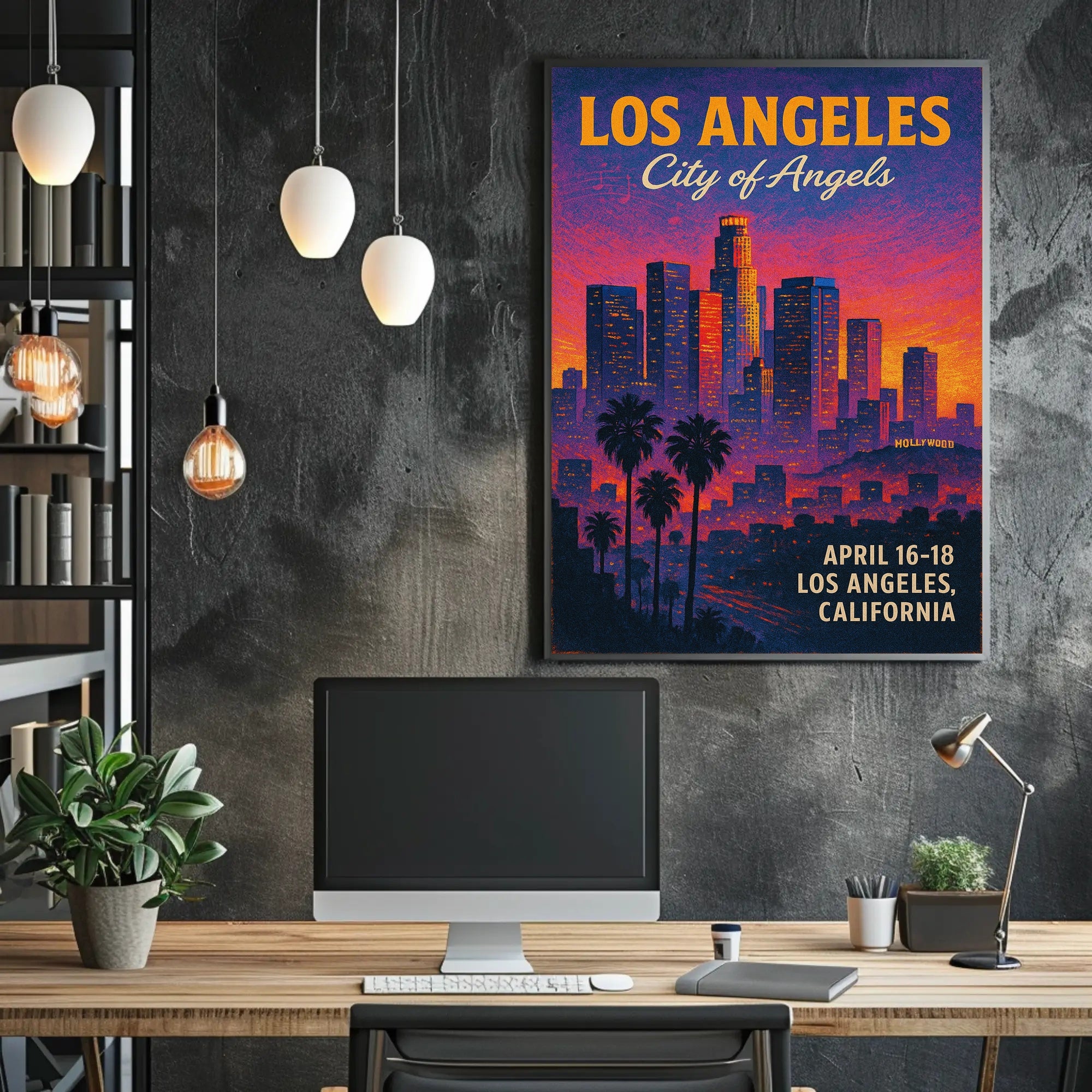 Los Angeles Skyline Vintage Illustration Urban or Cityscape Poster
