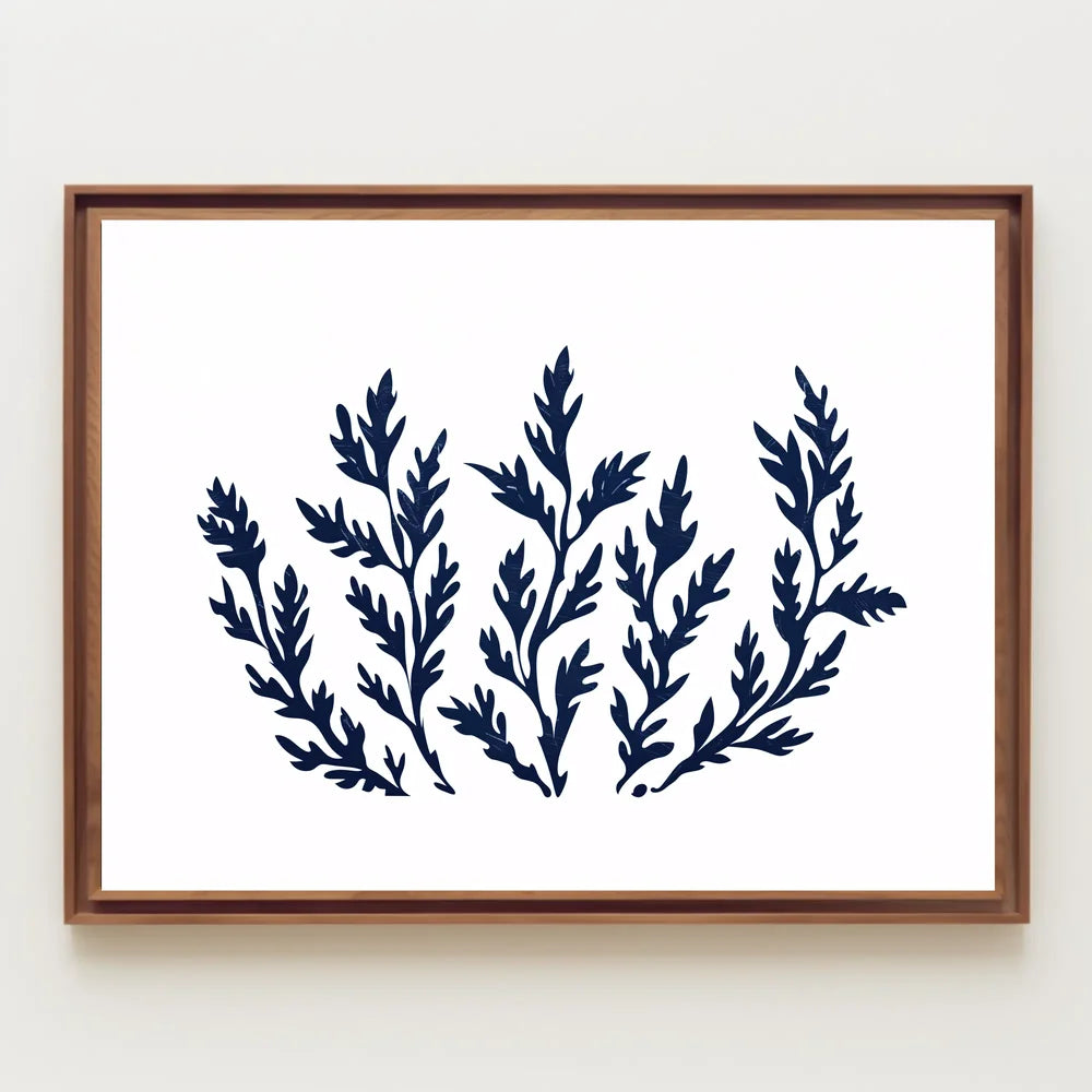 Abstract Botanical Minimalist Poster: Blue Foliage Design