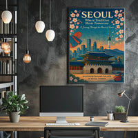 Seoul Travel Poster Modern Cityscape Wall Art