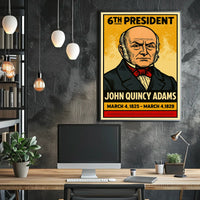 John Quincy Adams 6th President of the United States Inked Comic Style Poster