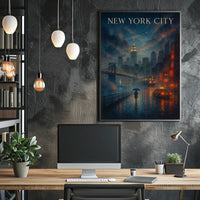 New York City Urban Nightscape Poster