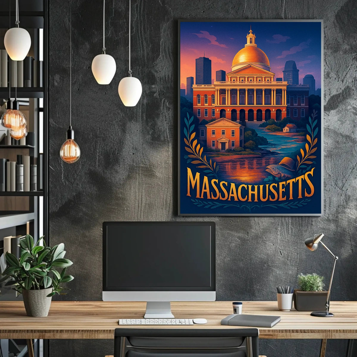 Massachusetts State Capitol Poster
