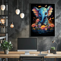 Whimsical Blue Elephant Surrealism Poster