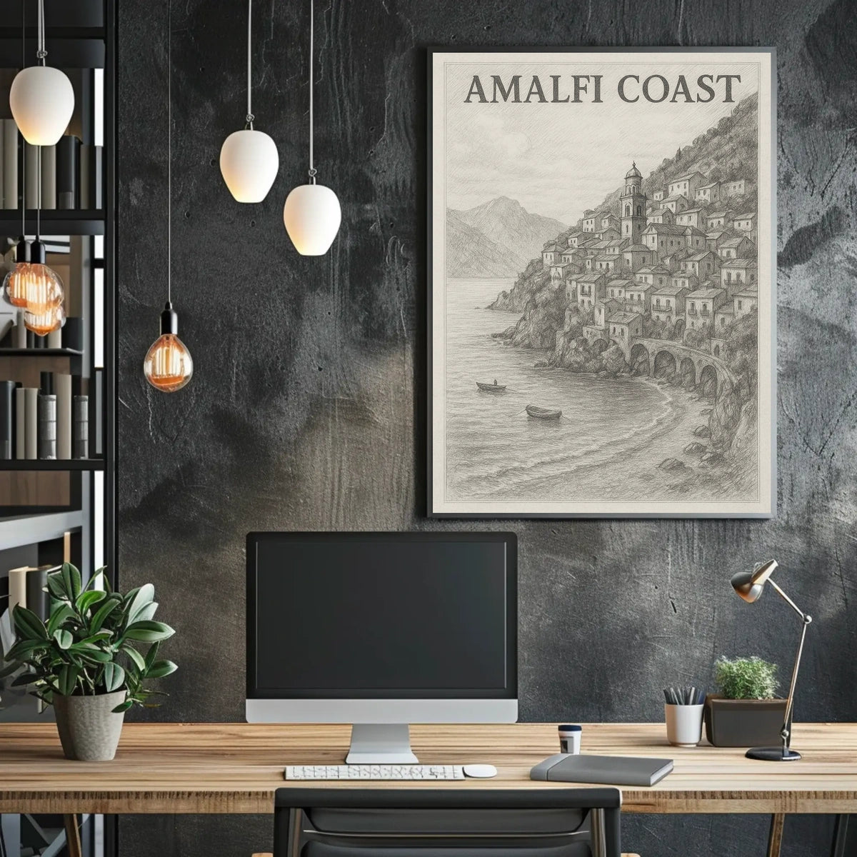 Amalfi Coast Poster Wall Art for Coastal Decor and Travel