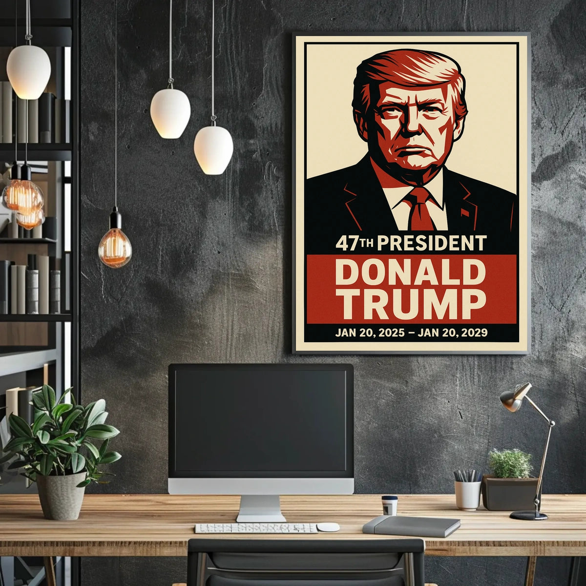 Trump Visionary Red Black Patriotic Minimalist Poster