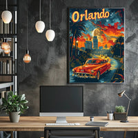 Vintage Orlando Adventure: Classic Car Travel Poster