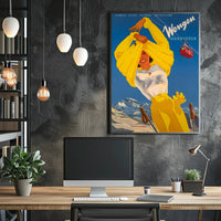 Wengen Skiing Scene Vintage Travel Poster PosterGoat
