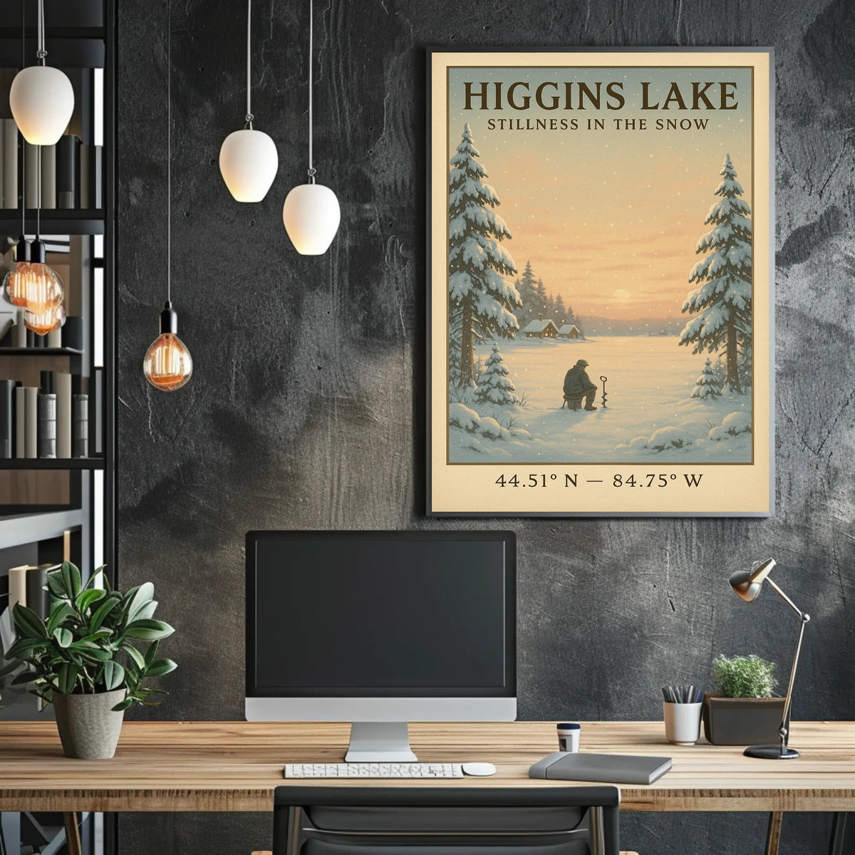 Higgins Lake Stillness in the Snow Poster