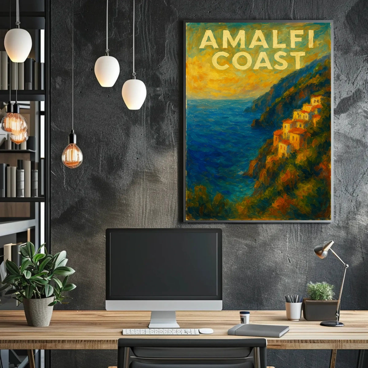 Amalfi Coast Poster Wall Art for Coastal Decor and Travel