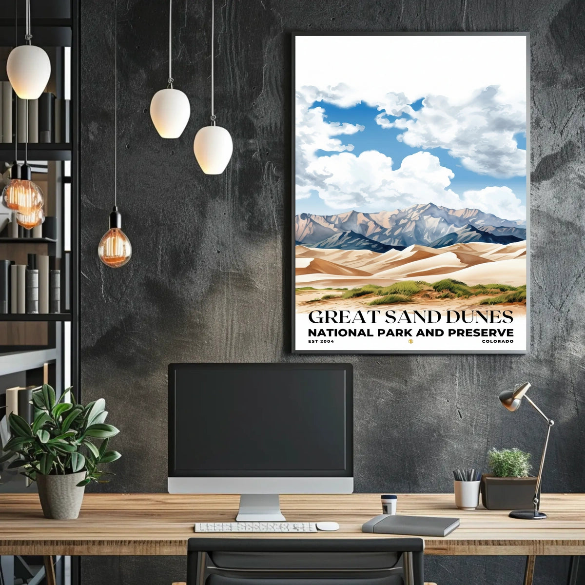 Great Sand Dunes Watercolor Wall Art Poster