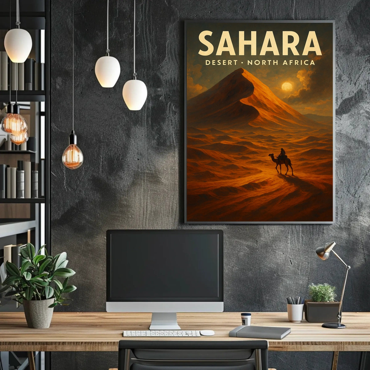 Sahara Desert Camel Adventure Travel Cinematic Poster