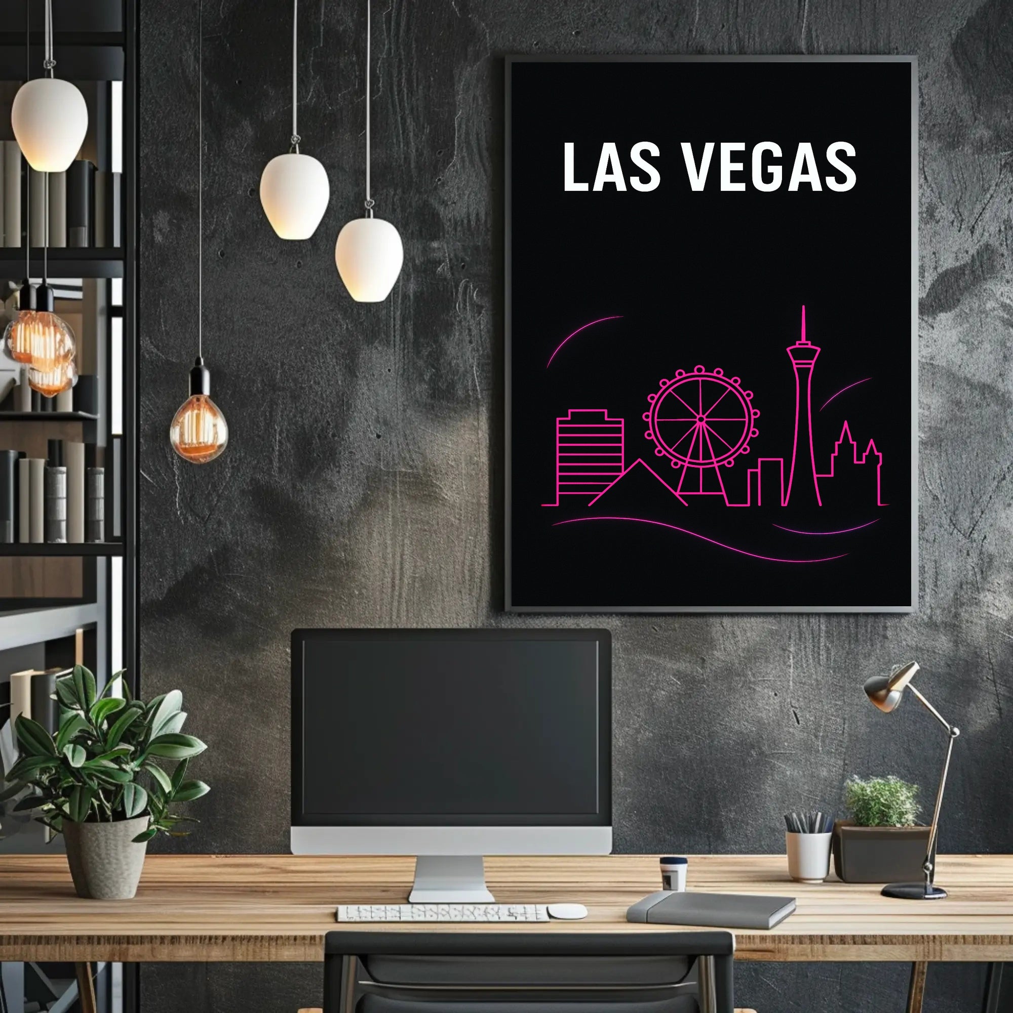 Las Vegas Neon Skyline Poster PosterGoat