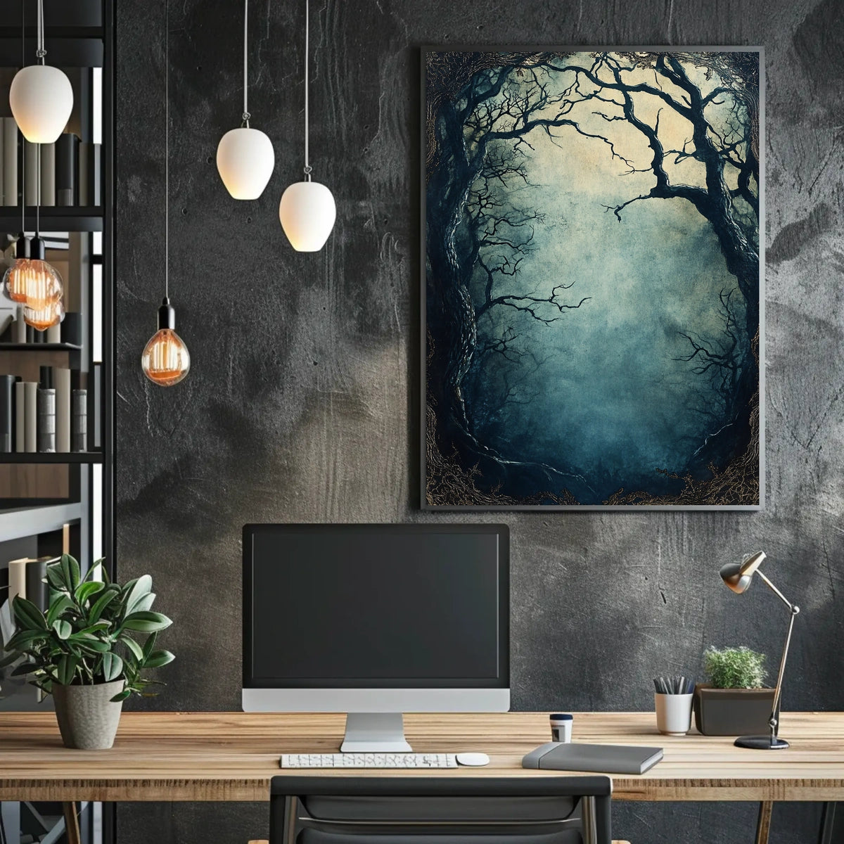 Mysterious Forest Scene Artistry Wall Decor Abstract Artistic Poster